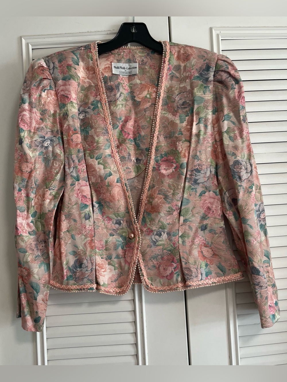 Vintage Floral Pink Brocade Jacket